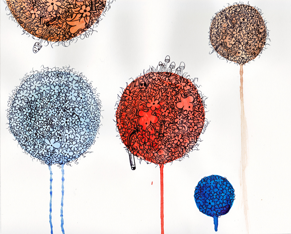 "Supercell " 2013 Nicholas Wright Watercolour and ink on cartridge paper, size 25.4cmx20.3cm 
